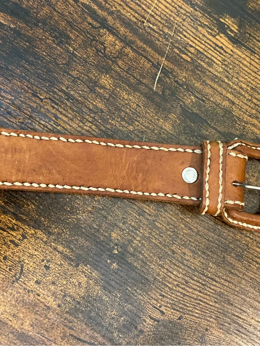 Guatemala Made Men's Brown Leather Belt with Contrast Stitching and Colors